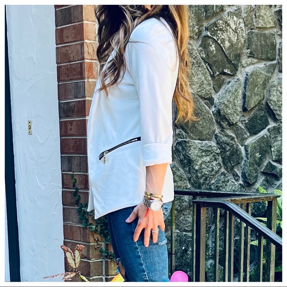 31 Made in France Zipper Trim Off white Fabulous Jacket - Picture 3 of 7